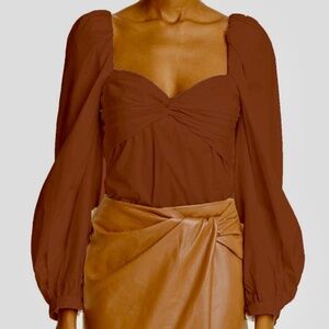Johanna Ortiz Love Me Like 70's Women's Clove Brown Cotton Blend Blouse Sz 0